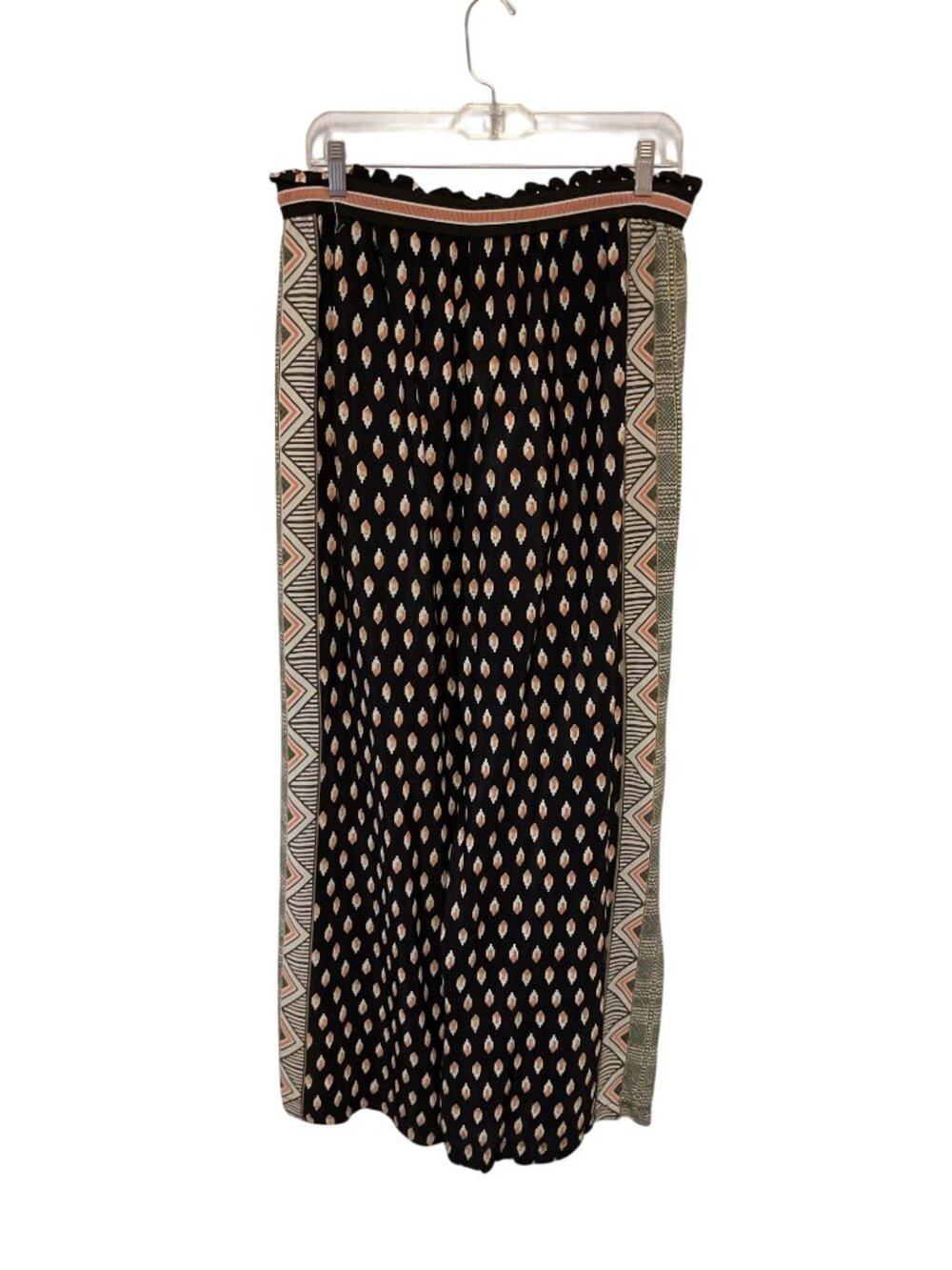 Maeve By Anthropologie Black Patterned Wide-Leg Viscose Pants Medium